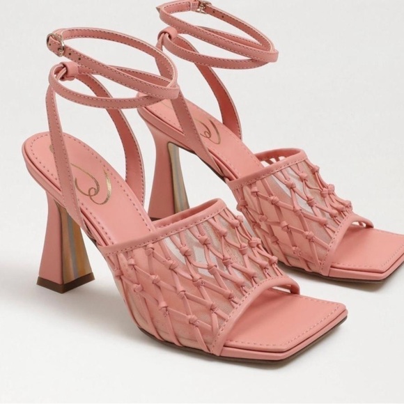 NIB Sam Edelman Candice Faux Leather Square Toe Heels Strappy Sandals - Picture 2 of 15